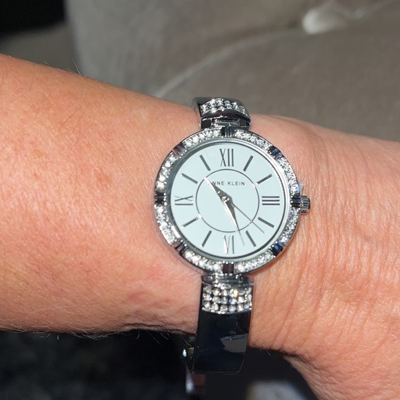 Anne Klein three-piece silver watch and bracelet set with crystals and gift box - Picture 3 of 11